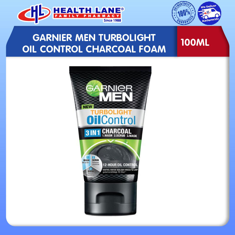 GARNIER MEN TURBOLIGHT PENGAWAL MINYAK ARANG BERBUIH (100ML)